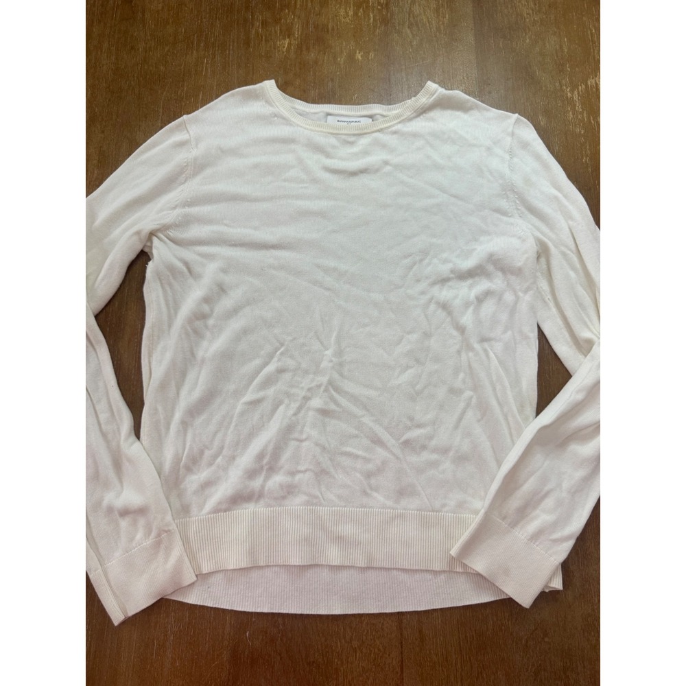 Banana Republic Forever Sweater Womens Medium White Crew Neck Long Sleeve Knit